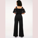 Black Long Off Shoulder Half Sleeve Jumpsuit