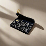 Christian Dior Flap Card Holder Blue Dior Oblique Jacquard