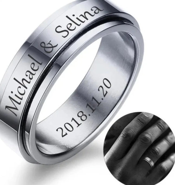 Personalized Spinner Ring for Men Women